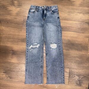 Girls Distressed Jeans with Frayed Hem